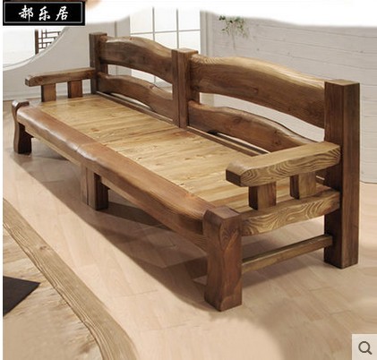 纯实木仿古做旧沙发家具单双三人实木沙发