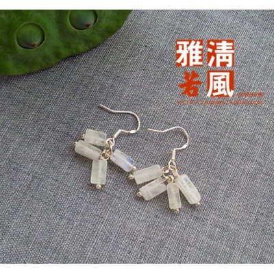 原创甜美天然正品蛋白石水晶耳环耳坠