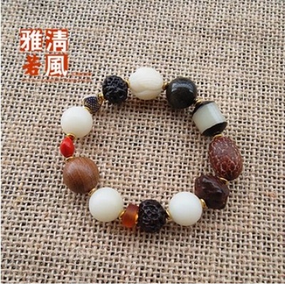白玉菩提根莲花水晶金色佛珠手串念珠手链菩提子