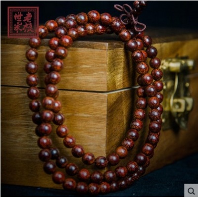 印度老料108颗满金星小叶紫檀金星女手串佛珠8mm