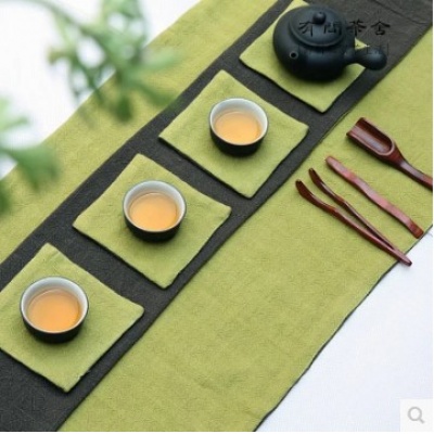 复古手工禅意功夫茶席麻布桌旗布艺棉麻茶垫桌布茶具配件