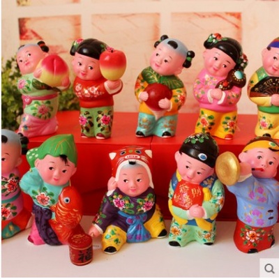 家居吉祥摆件公仔泥人张锦盒装手工泥人彩塑