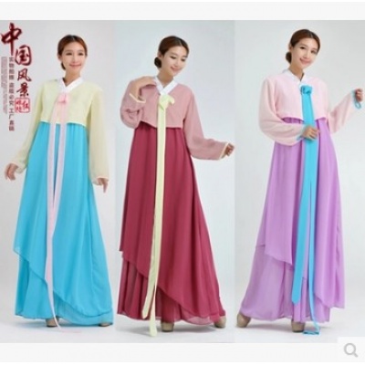雪纺韩国传统韩服女朝鲜族大长今仙女练功表演出双用礼服