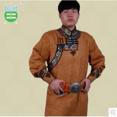 鹿皮绒 男蒙古袍 Y0039民族舞蹈服装演出服