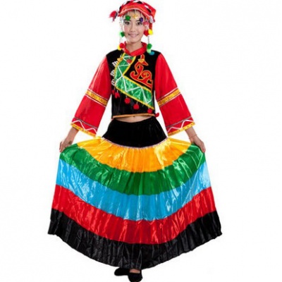 彝族民族舞蹈演出服装 火把节舞台表演服饰