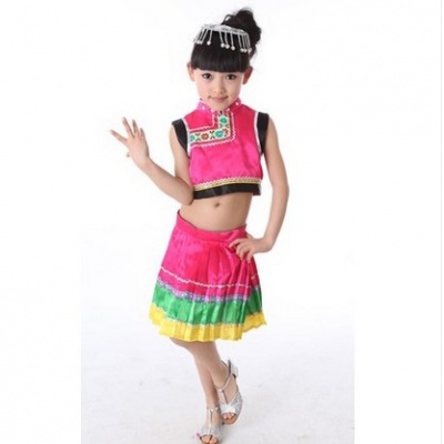 儿童少数民族舞蹈服 苗族 彝族舞蹈表演服