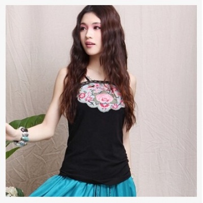 百搭背心弹力好修身纯色刺绣