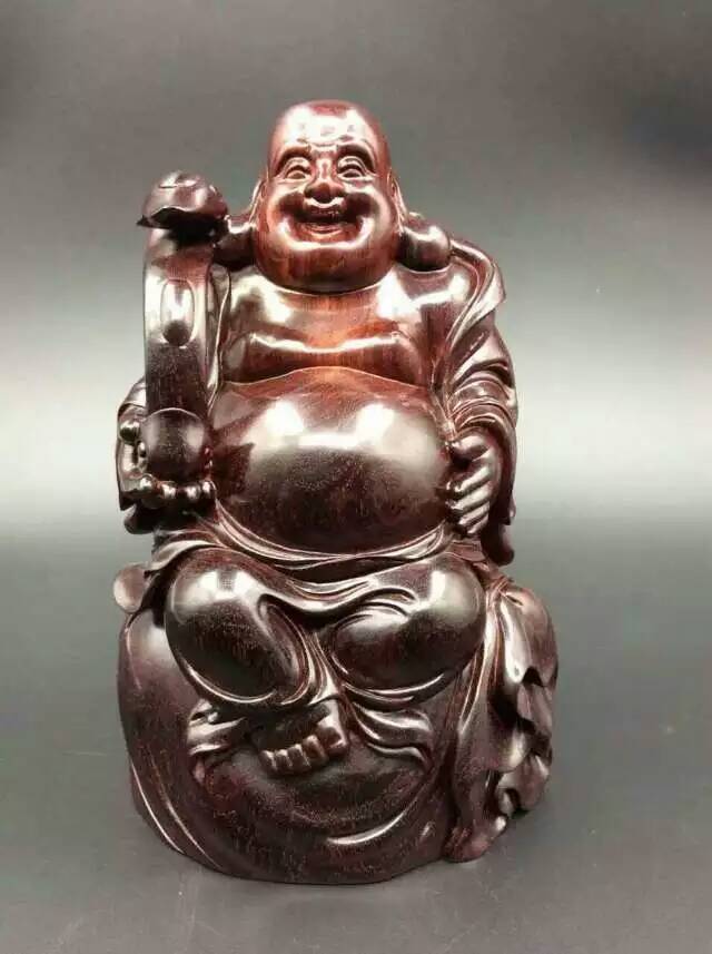 印度小叶紫檀弥勒佛摆件红木雕工艺品刻佛象