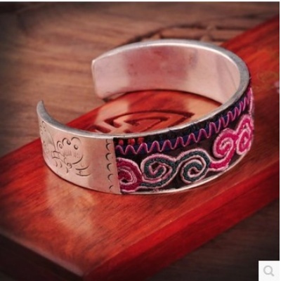 手工老银老绣苗绣苗银云龙纹个性礼物手镯