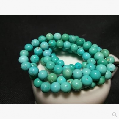 纯天然 绿松石108佛珠手串 高瓷原矿 直径6-6.5mm 克价250