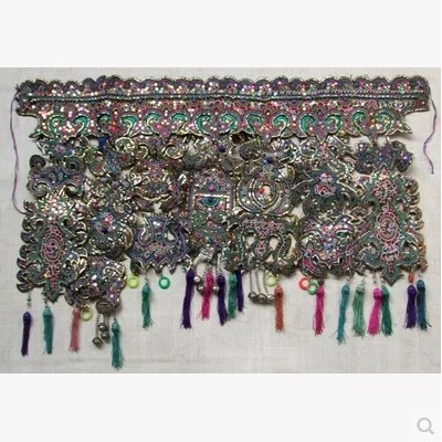 贵州苗族纯手工老绣围腰 民族绣花围腰X-26