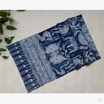 贵州民族特色纯手工植物蜡染挂画蜡染装饰画蜡染桌旗L- 041