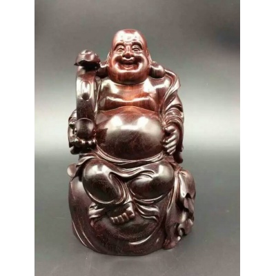 印度小叶紫檀弥勒佛摆件红木雕工艺品刻佛象