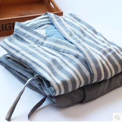 纯棉纱布夏秋睡衣作务衣 纯棉家居服套装