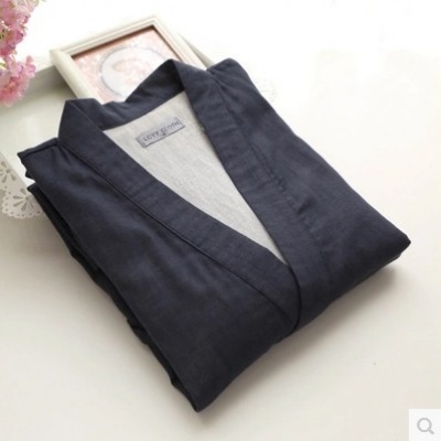 纯棉纱布家居服 蓝黑色睡衣汗蒸服套装