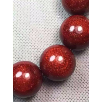 小叶紫檀鸡血红玻璃底爆满金星2.0手串