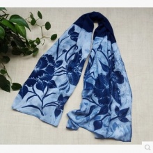 贵州苗族手工植物蜡染手绘围巾/披肩