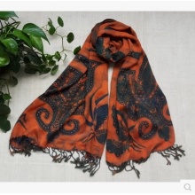 贵州苗族纯手工植物蜡染羊毛围巾