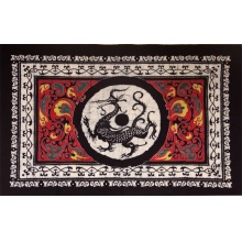 名称：大横瓦当龙 手绘蜡染画 布艺壁挂画 工艺品 客厅装饰品