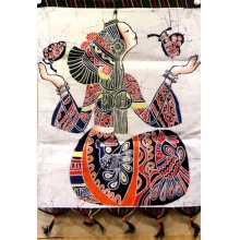 名称：蝴蝶女 手绘蜡染画 布艺壁挂画 工艺品 客厅装饰品