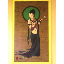 手绘蜡染画 布艺壁挂画 佛像 工艺品 装表过 客厅装饰品