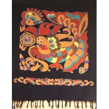 名称：鱼龙传说 手绘蜡染画 布艺壁挂画 工艺品 客厅装饰品