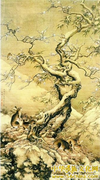 沈铨的《雪中游兔图》 沈铨的《雪中游兔图》